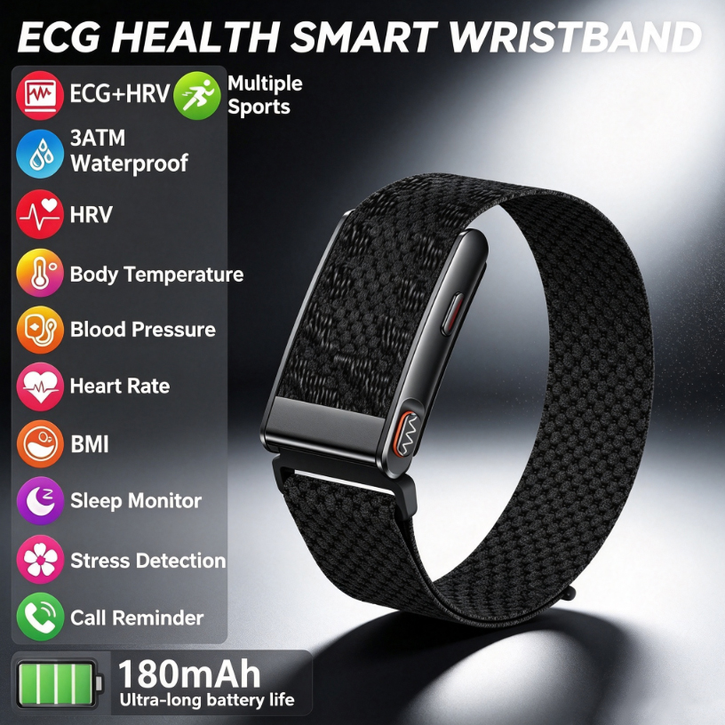 Health Wellness Activities - Bracelet intelligent de santé, ECG, HRV,
