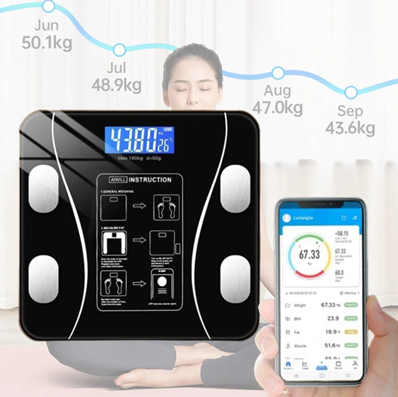 Digital Body Weight Scale - Balance de graisse corporelle précise intelligente